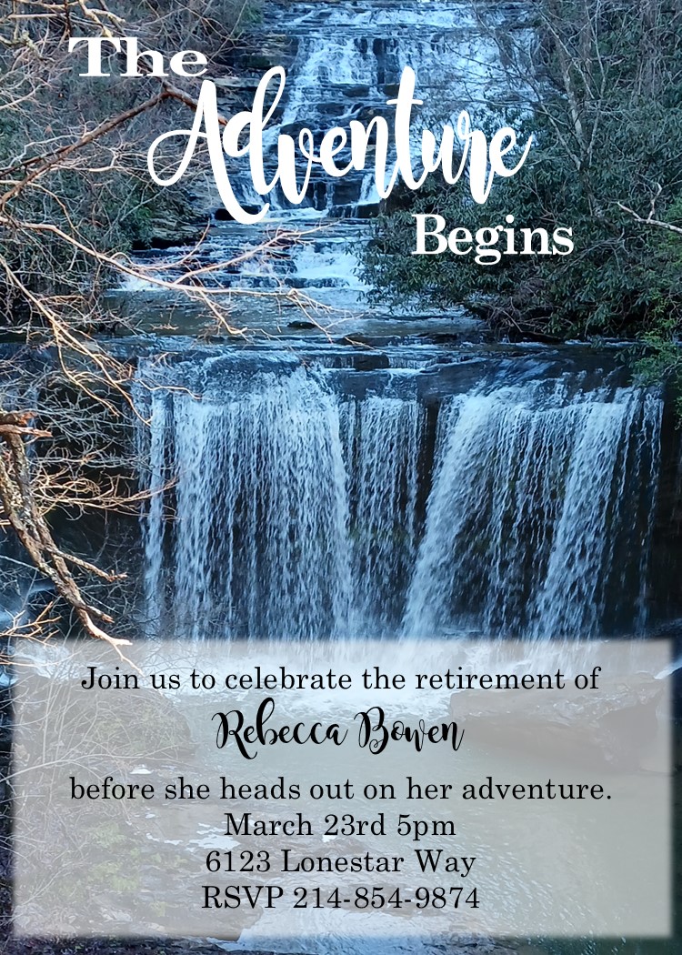 Waterfalls adventure retirement Party Invitations
