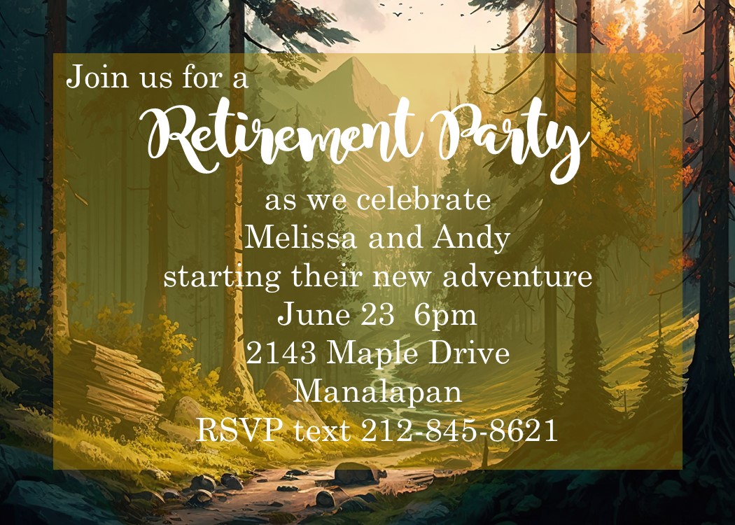 Hiking / Camping adventure retirement Party Invitations