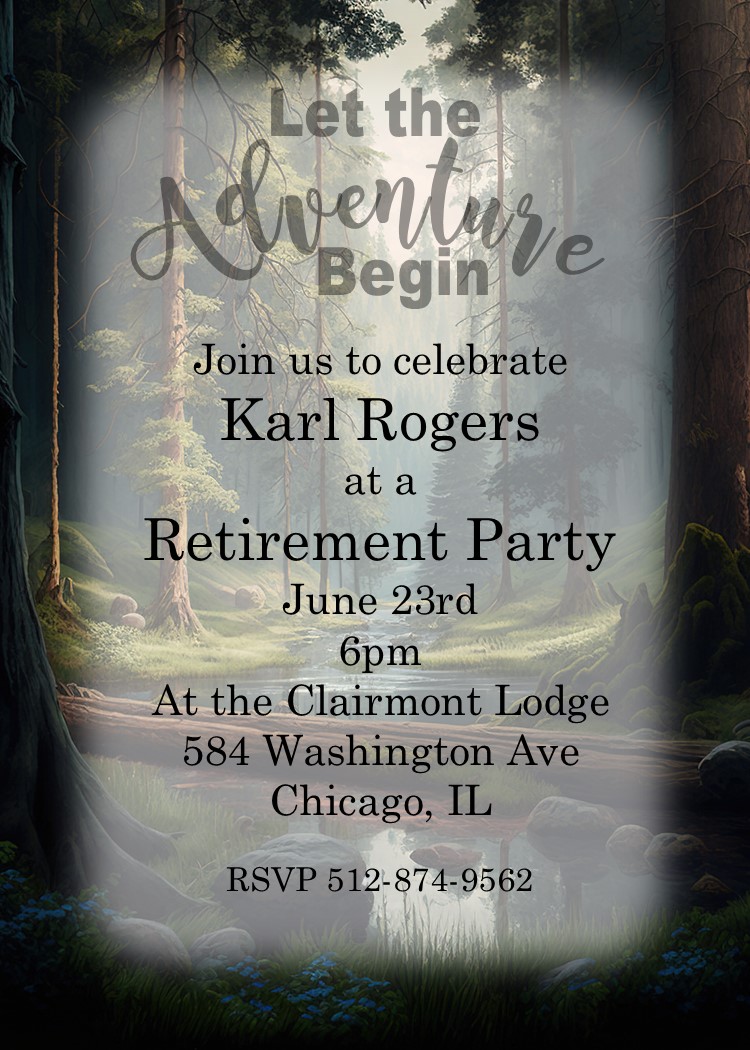 forest adventure retirement Party Invitations
