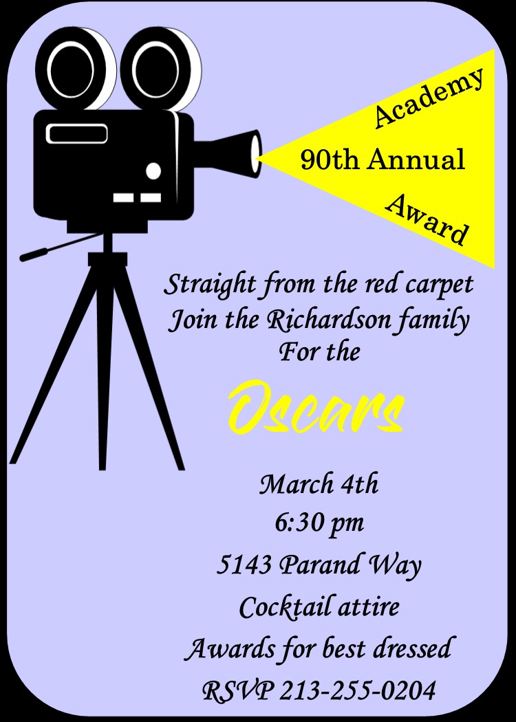 academy awards party invitations