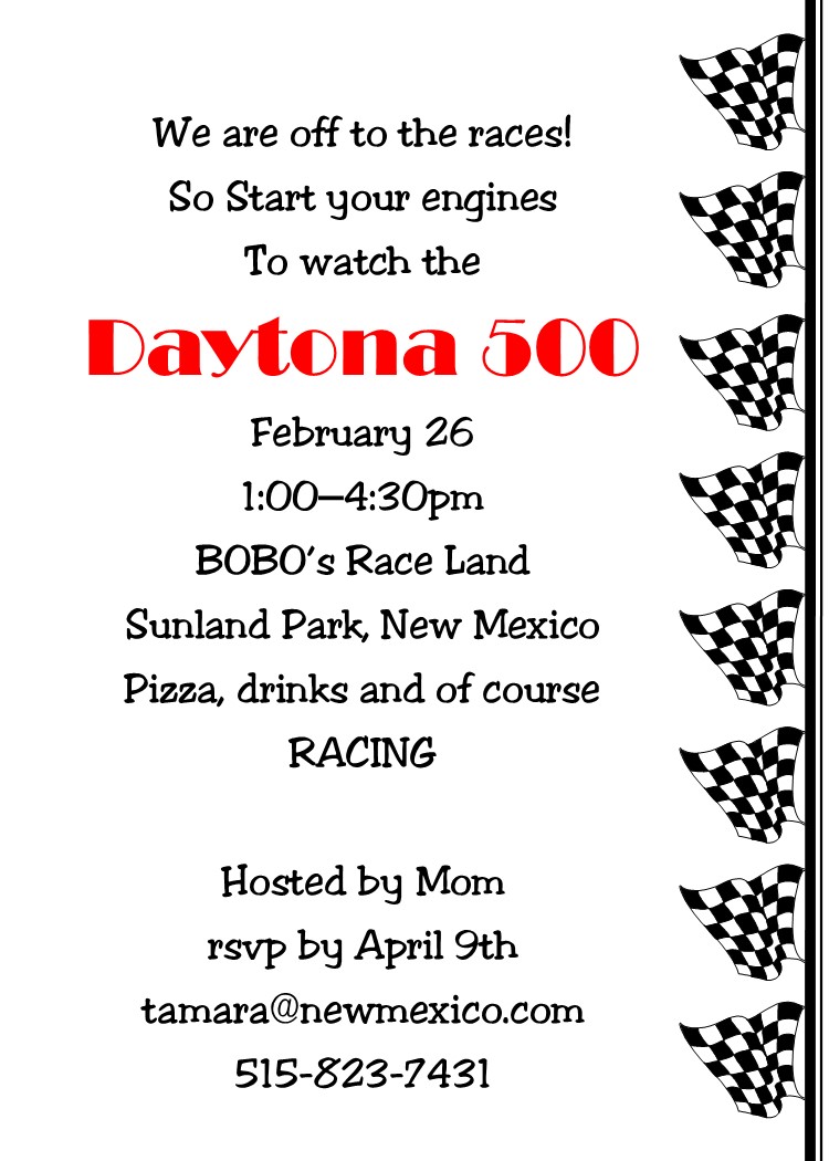 NASCAR Party Invitation