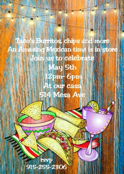 Cinco Party - Mexican Fiesta Cinco de Mayo Invitations