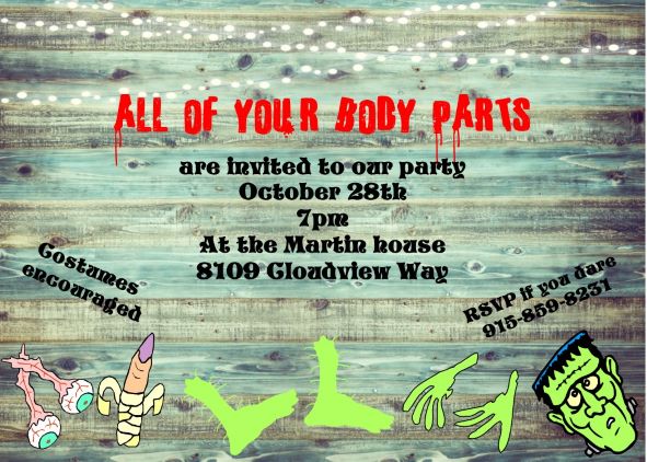 Body Parts - Fall Party Invitation