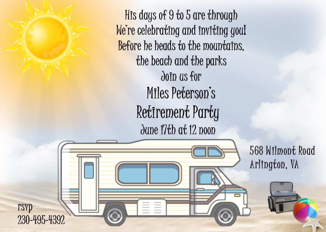 Retire to the camper camping - Retirement Party Invitations