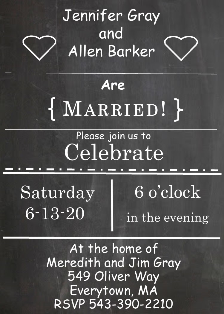 Chalkboard Elope Party Invitations