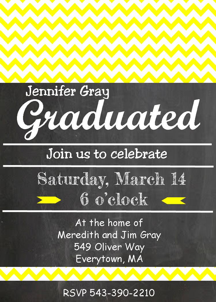 chalkboard chevron graduation party invitations