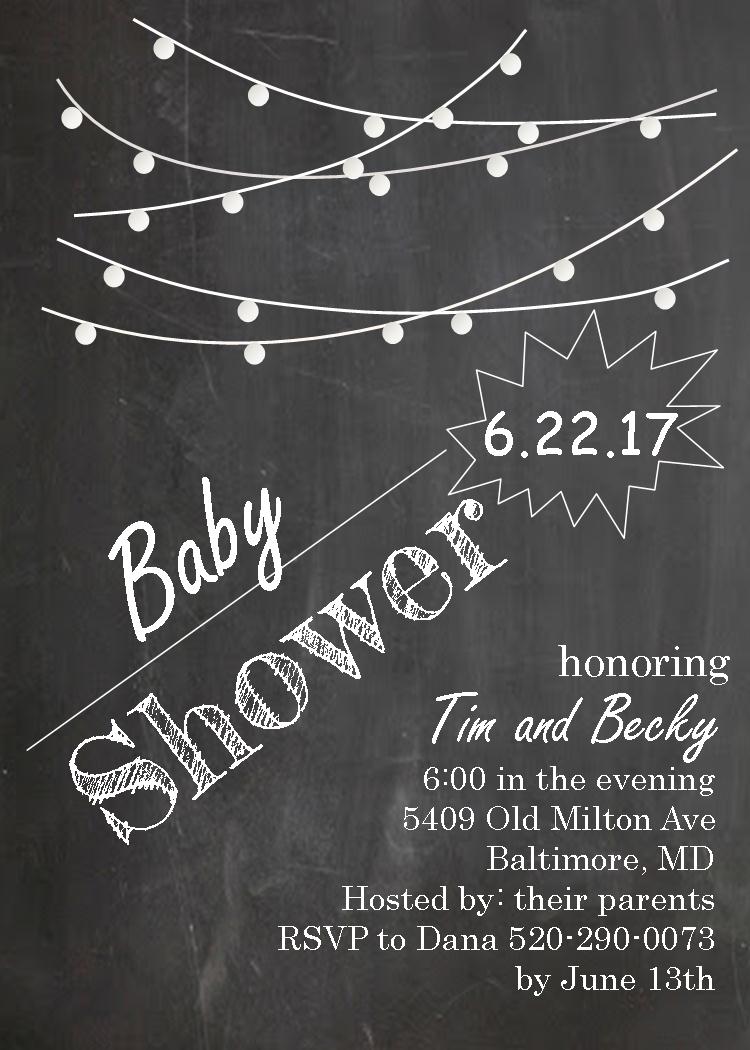 Lights on Chalkboard - Couple Baby shower Invitations