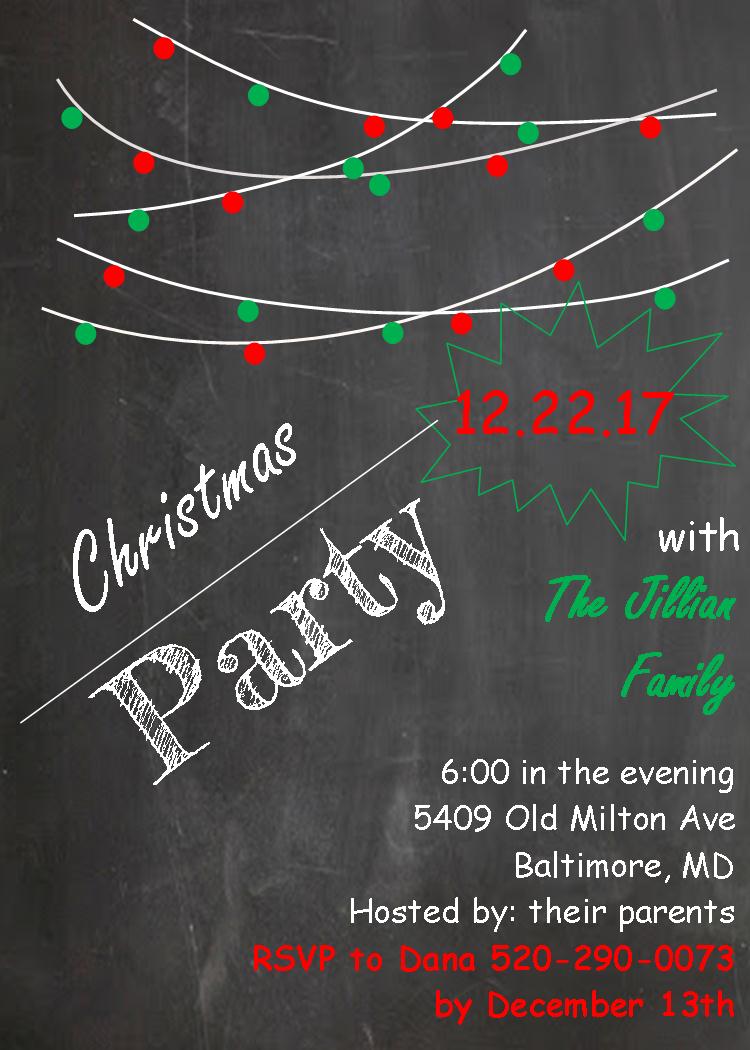 chalk board Christmas Ornament Exchange party invitations