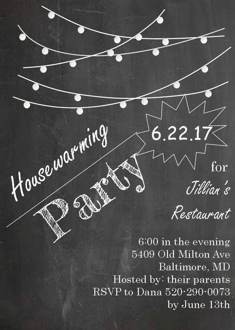 Lights on Chalkboard - Housewarming Party Invitations