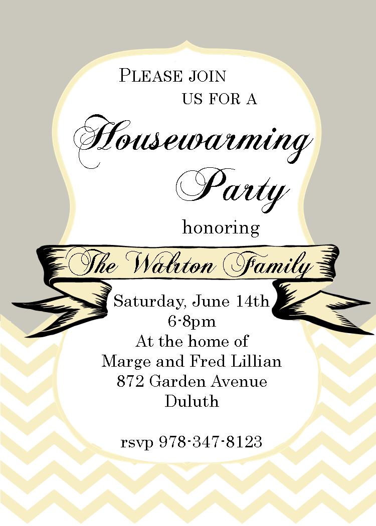 Chevron and ribbon- Housewarming Party Invitations