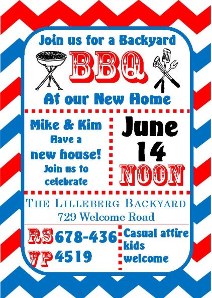 Red White and Blue - Barbeque Party Invitations