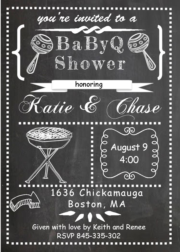 Baby Girl Chalkboard Shower Invitations