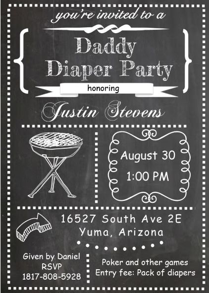 Daddy Diaper BBQ Shower Invitations