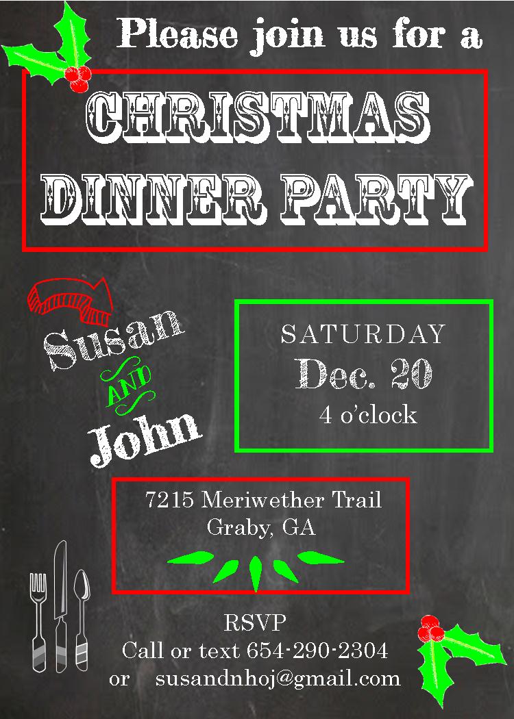chalk board Christmas dinner party invitations