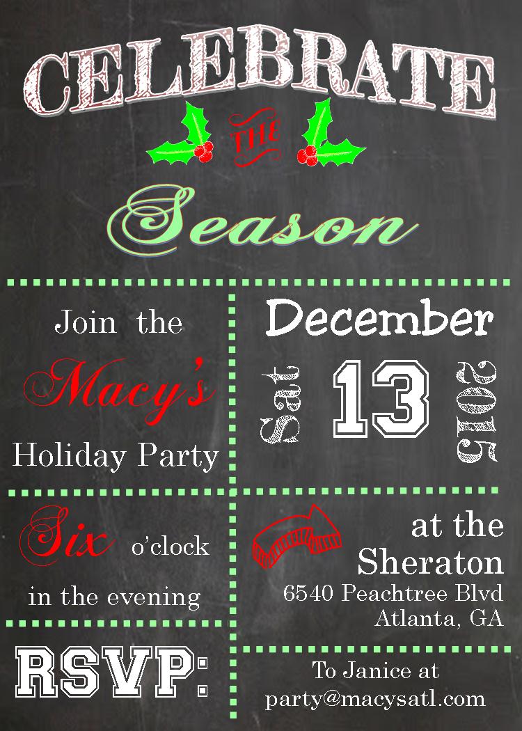 chalk board Christmas dinner party invitations