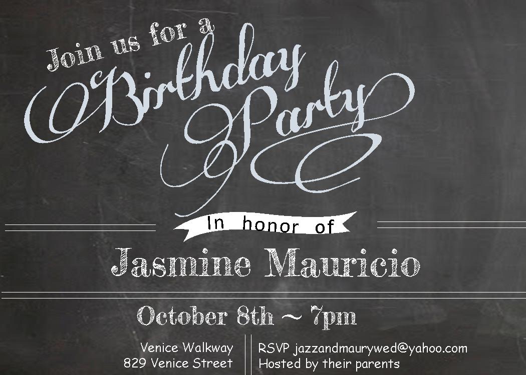 Chalkboard - Birthday Party Invitations