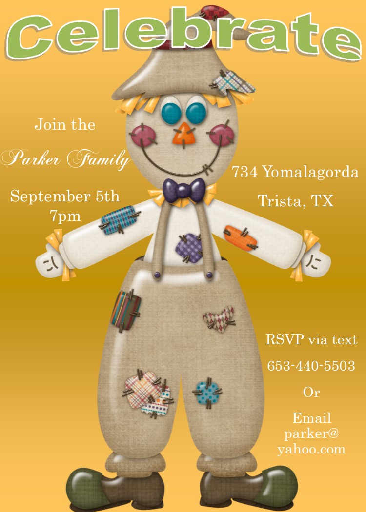 Scarecrow - Fall Party Invitation