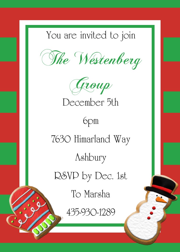 Christmas Holiday Cookie exchange Party Invitations