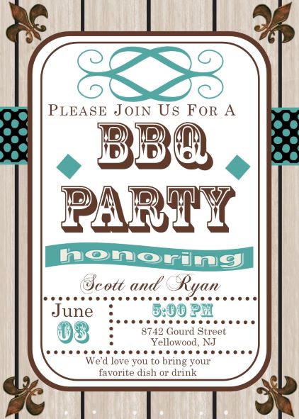 wood plaque - Barbeque Party Invitations