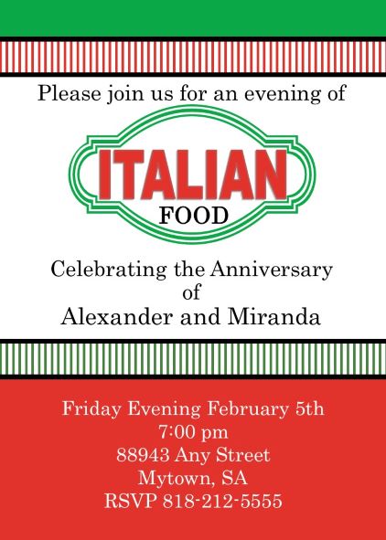 italian anniversary party initations