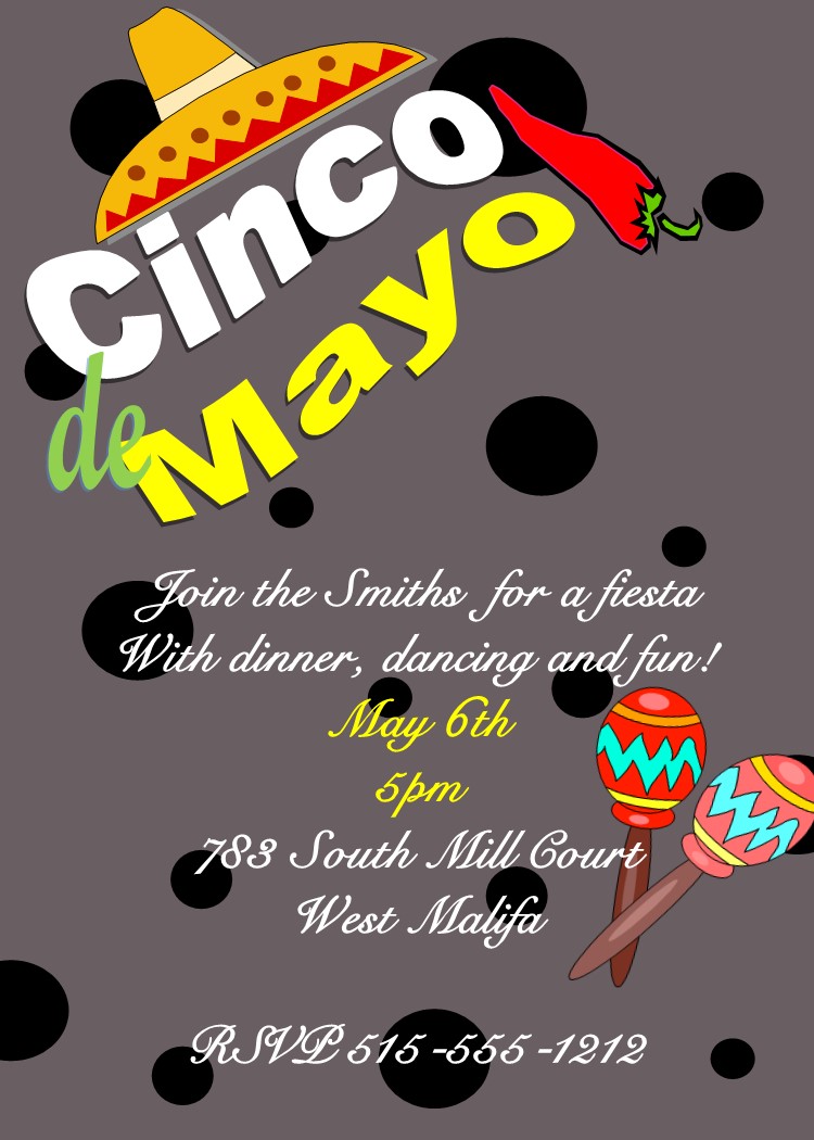 Chalkboard Sombrero- Cinco de Mayo Invitations