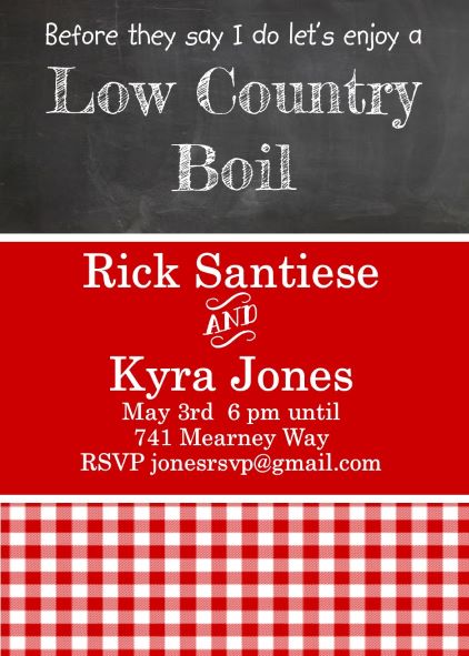 Low Country Boil Party Invitations