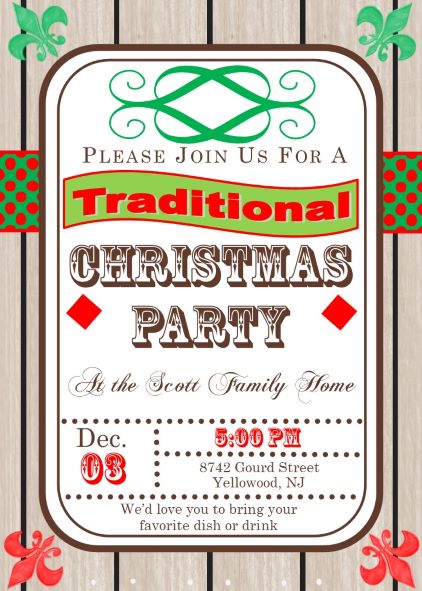 rustic Christmas Open House Party invitations