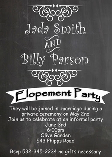 Chalkboard Elope Party Invitations