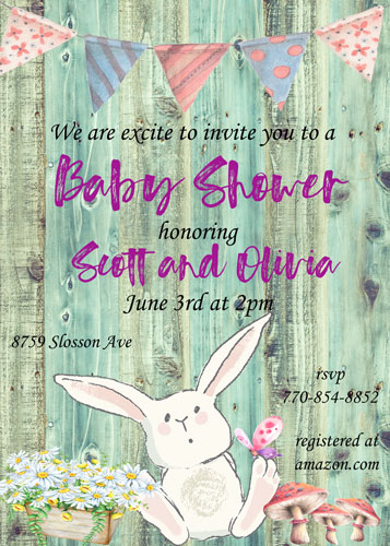 bunny boy baby shower invitations
