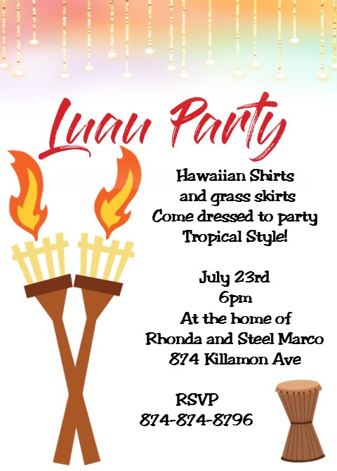 hawaiian party invitation