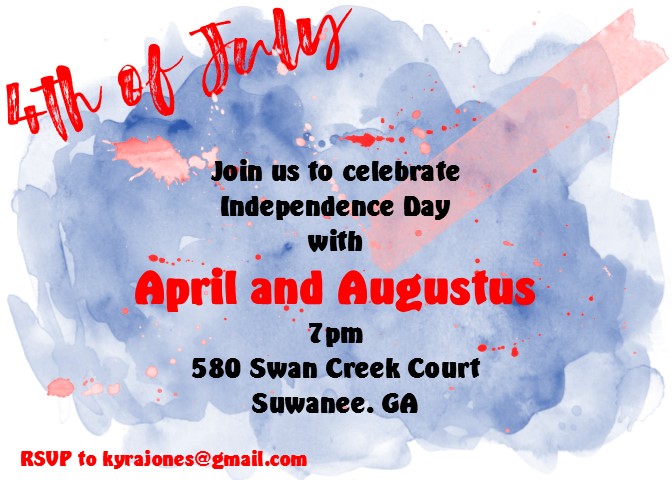 Watercolor fourth of July Independence Party Invitations