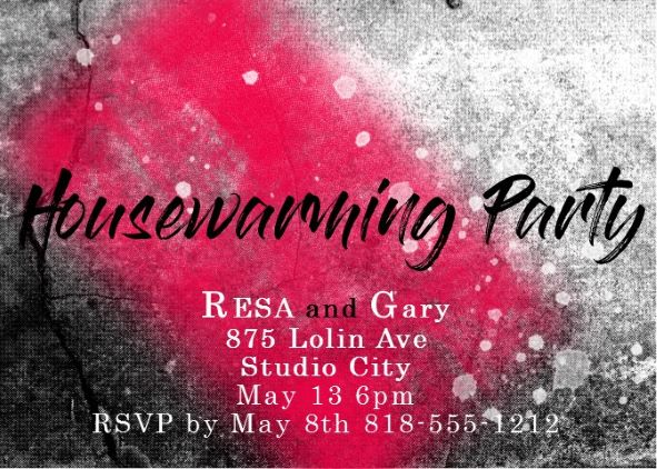 Neon splash Housewarming Party Invitations