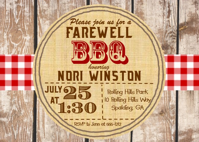 farewell going away BBQ party invitation