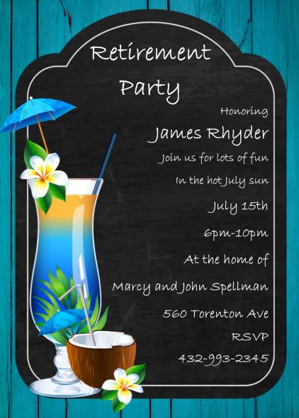 retirement tropical drinks Party Invitations