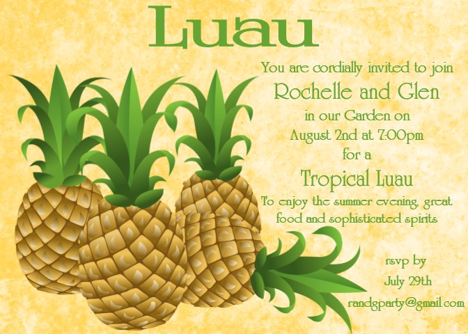 luau party invitation pineapple