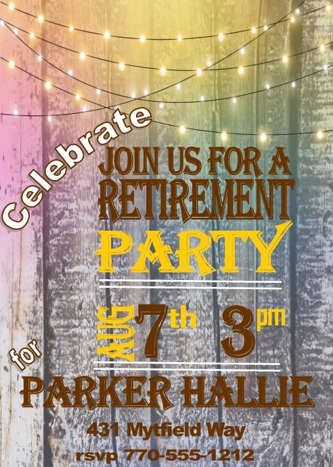 Celebrate! retirement wood with lights Party Invitations