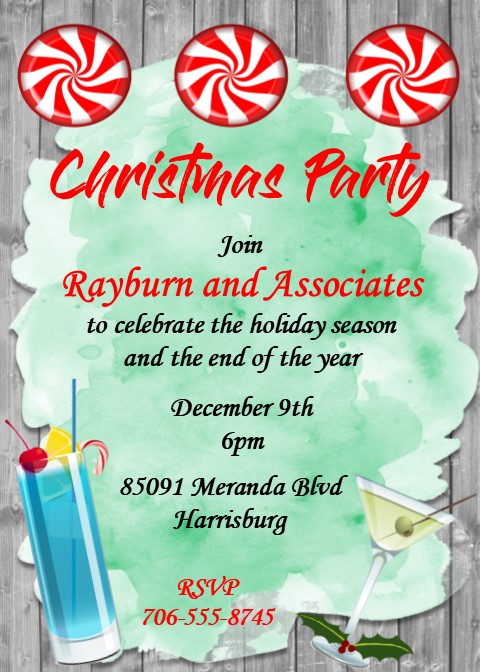 Peppermint in Christmas Cocktail Party Invitations