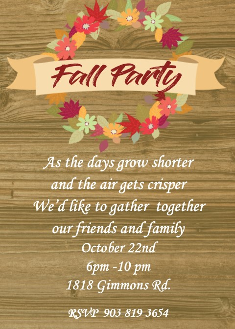 Fall wreath party invitations