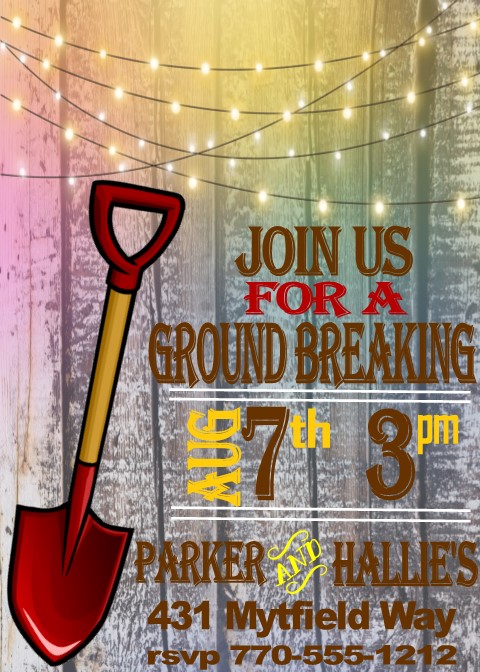 Shovel Ground Breaking Invitations