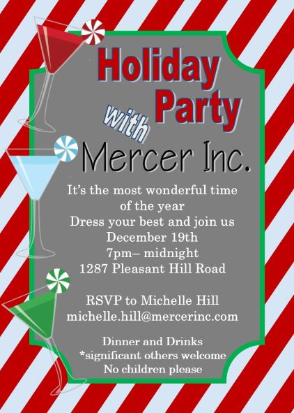 Its a party! Cocktail Christmas Party Invitations