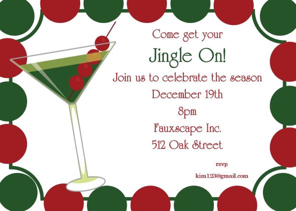 Drinkin'dots Cocktail Christmas Party Invitations