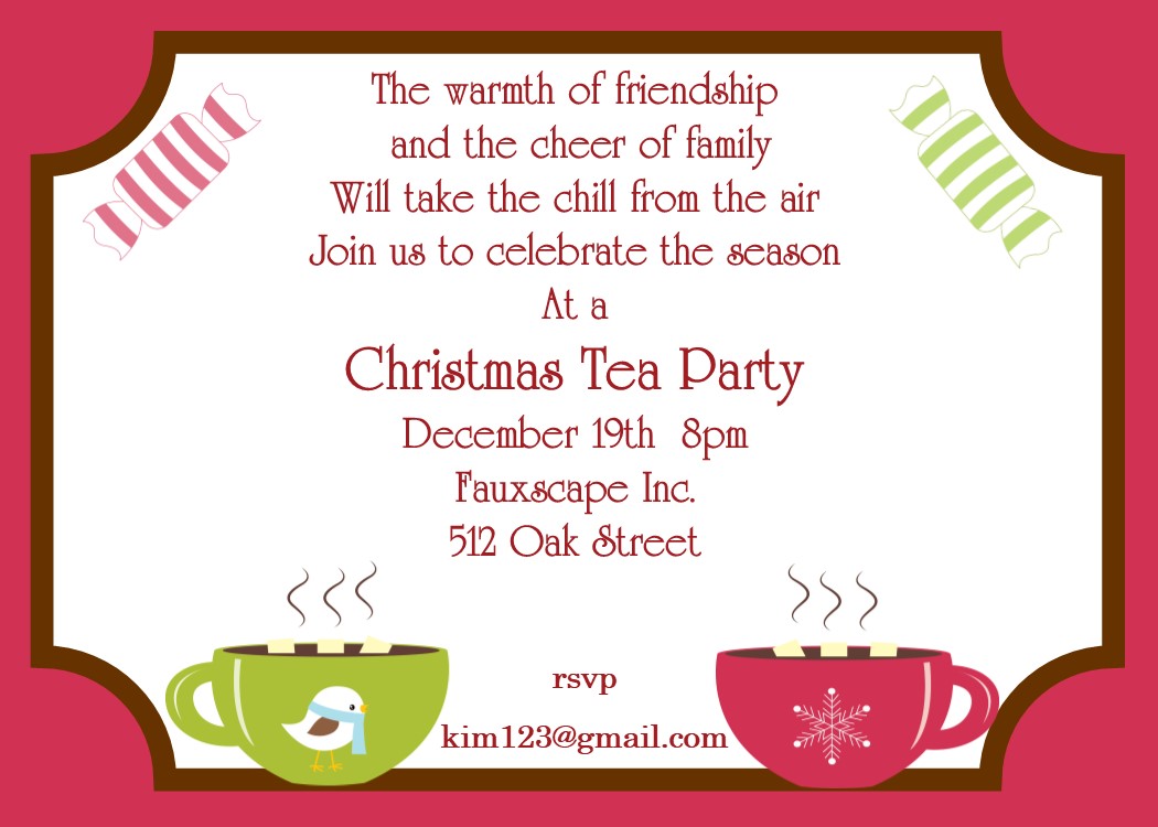 Tea for Two Christmas Party Invitations