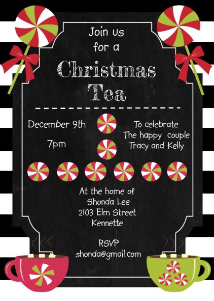 Tea and Candy Christmas Party Invitations