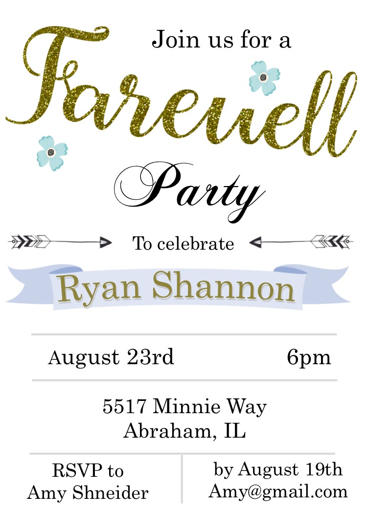 gold glitter going away Party Invitation - Invitations and Announcements