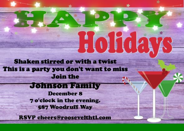 Martini Christmas Office Party Invitations