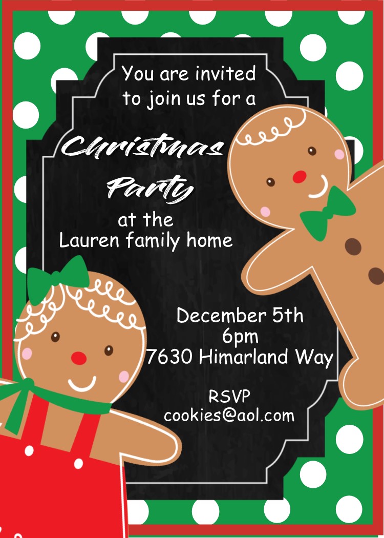 family and kids cookies Christmas Party Invitations