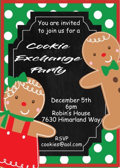 Christmas Holiday Cookie exchange Party Invitations