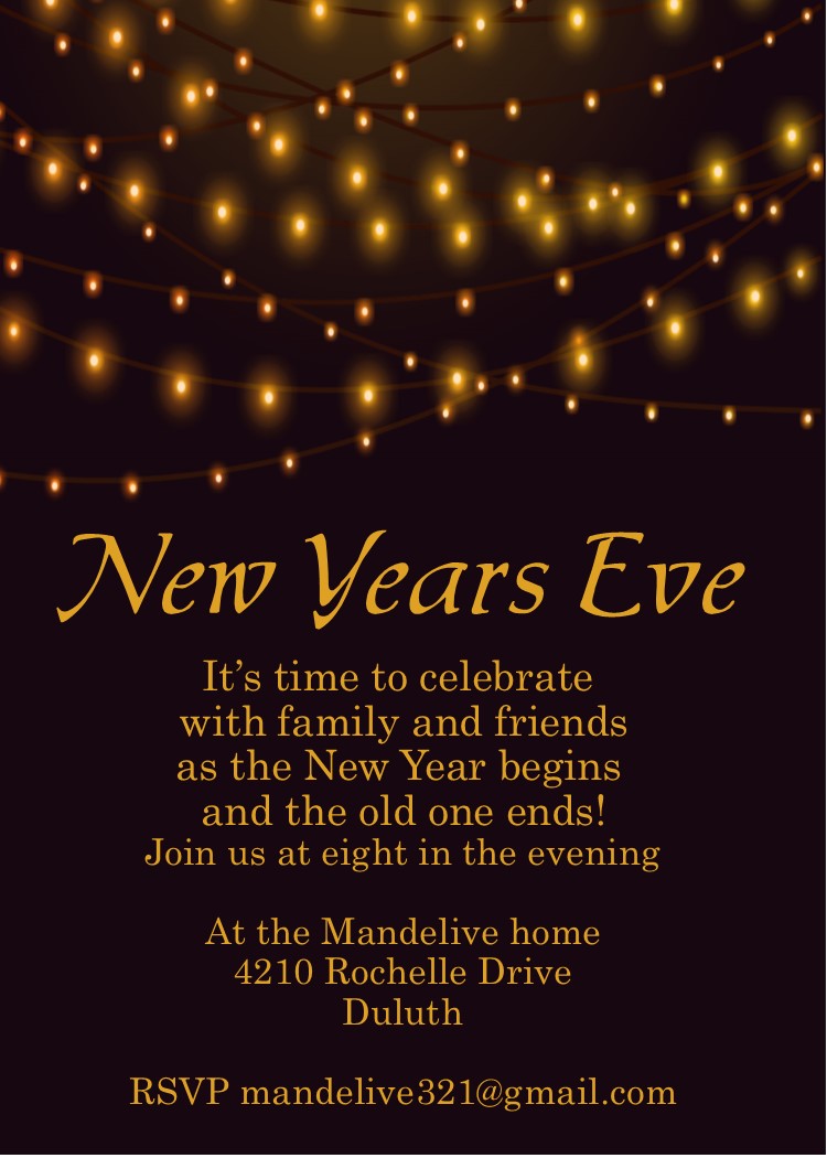 Golden Lights New Years Eve Party Invitations