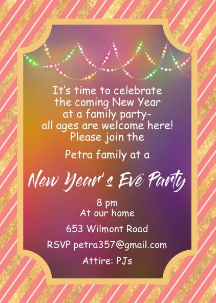 family New Years Eve Party Invitations