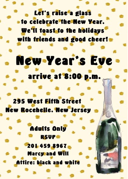 Champagne Confetti New Years Eve Party Invitations